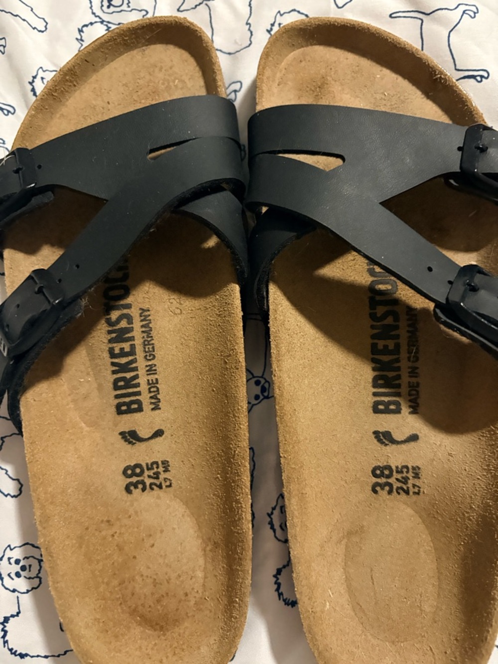 Birkenstock Black Leather Crossed-Strap Arizona-Style Sandals